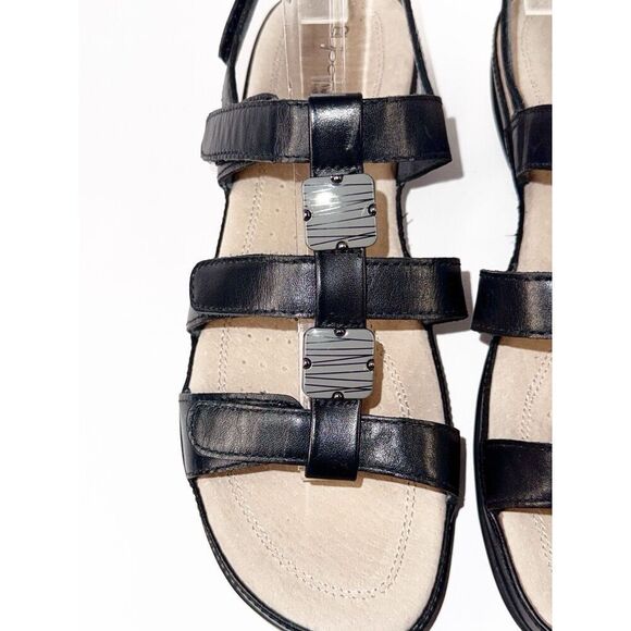 Diane Ferrari Supersoft Sandal Sitara Black Leather Comfort Flat Beaded Strap 8C - Picture 10 of 14